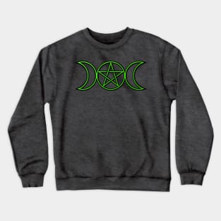 Triple Moon Goddess Green Crewneck Sweatshirt